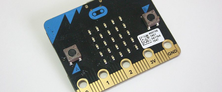 A BBC micro:bit educational microcontroller board
